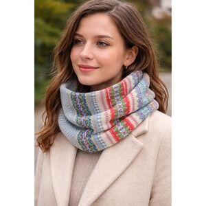 ERIBÉ Pioneer Snood Sunrise Fair Isle 100% Merino Lambswool Made in Scotland